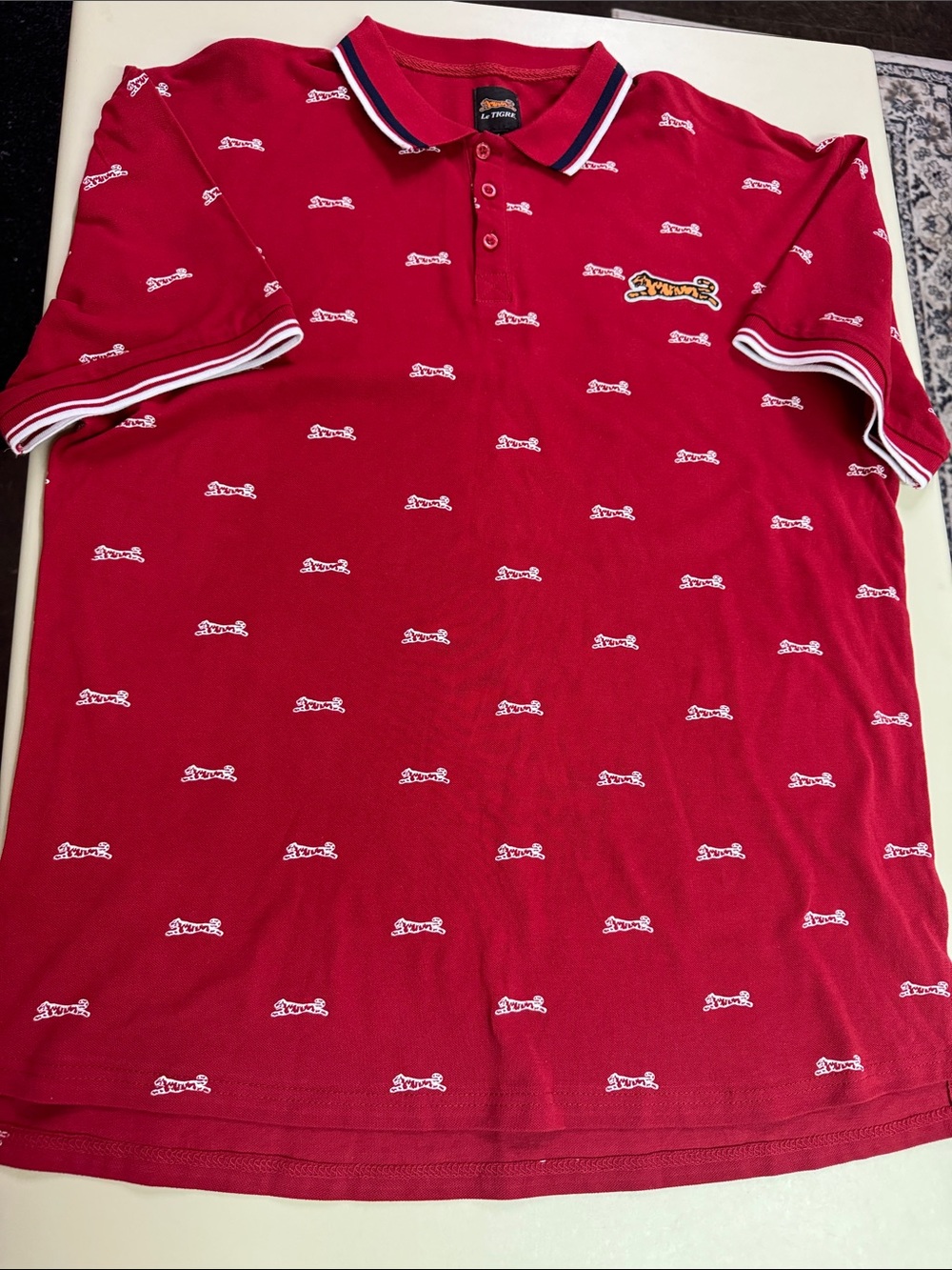 Le Tigre Red Polo with Embroidered Tiger and Contrast Collar - Picture 4 of 9